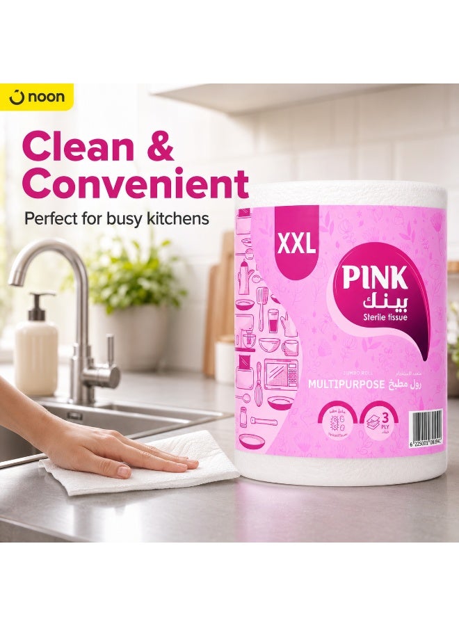 PINK Kitchen Multipurpose Jumbo Roll– 3 Ply, 1 Roll , XXL  Size - Image 2
