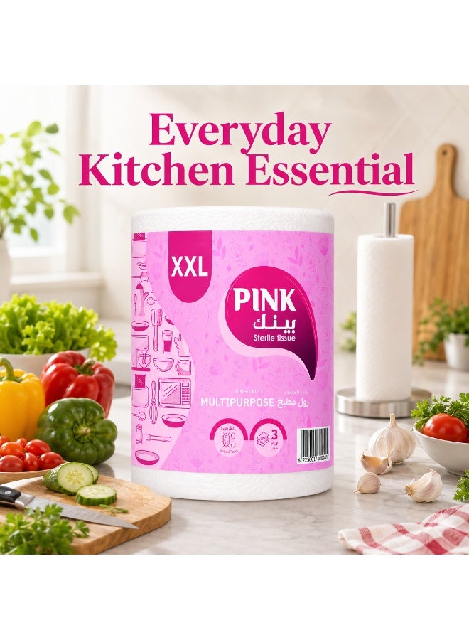 PINK Kitchen Multipurpose Jumbo Roll– 3 Ply, 1 Roll , XXL  Size - Image 3