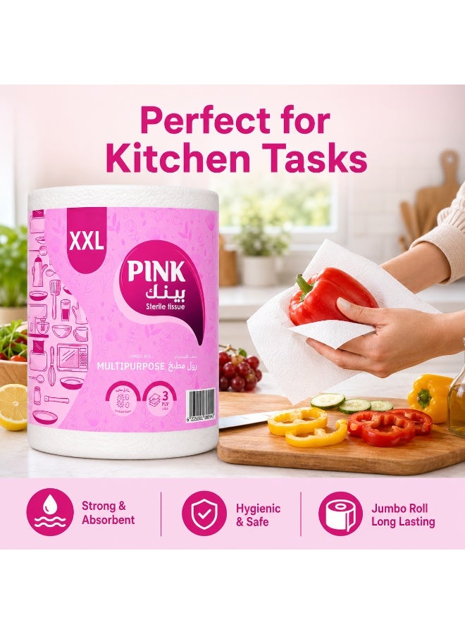 PINK Kitchen Multipurpose Jumbo Roll– 3 Ply, 1 Roll , XXL  Size - Image 4
