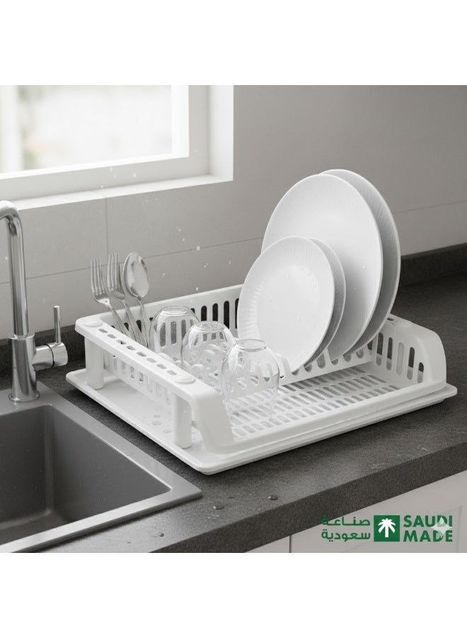 بلاستيكنا رف أطباق مع صينية ابيض 46*38 سم - Image 1