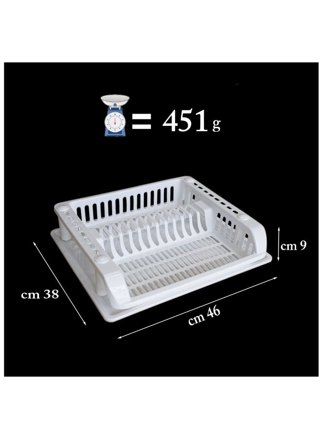 بلاستيكنا رف أطباق مع صينية ابيض 46*38 سم - Image 3
