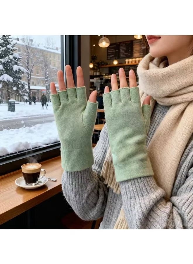 2 Pairs Women's Fingerless Gloves, Winter for Women Half Finger Typing Gloves Thermal Soft Half Fingers Mittens for Working Typing - Image 5