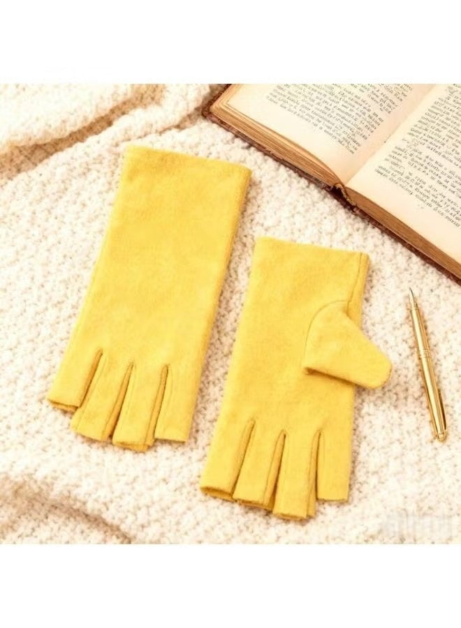 2 Pairs Women's Fingerless Gloves, Winter for Women Half Finger Typing Gloves Thermal Soft Half Fingers Mittens for Working Typing - Image 4