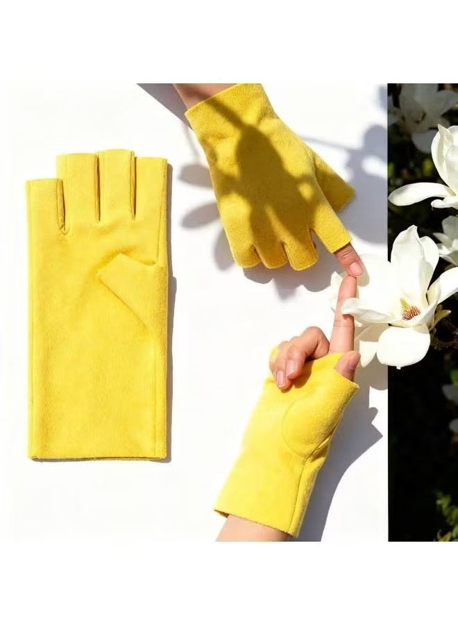 2 Pairs Women's Fingerless Gloves, Winter for Women Half Finger Typing Gloves Thermal Soft Half Fingers Mittens for Working Typing - Image 2