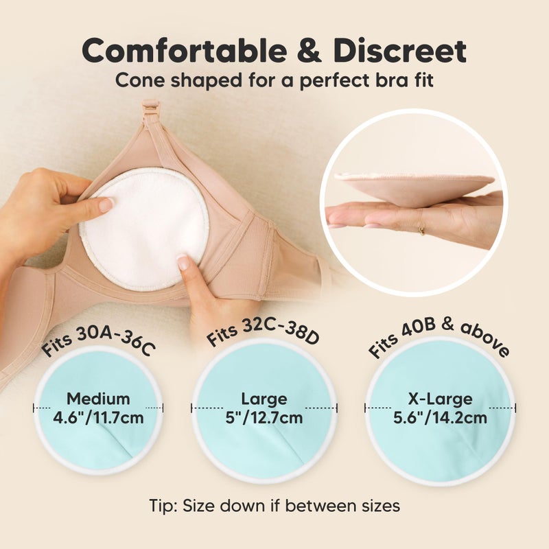 KeaBabies Organic Nursing Pads - 14 Washable Breast Pads for Breastfeeding, Wash Bag, Viscose Derived from Bamboo Reusable Nipple Covers for Breastfeeding Essentials, Soft & Absorbent (Pastel Touch, L 4.8") - Image 3