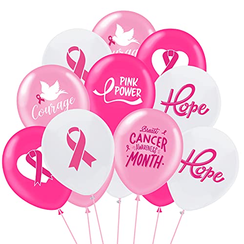 TOIcube 60PCS Breast Cancer Awareness Balloons Pink Ribbon Hope Month Indoor Outdoor Party Decorations Supplies Ornaments - Image 1