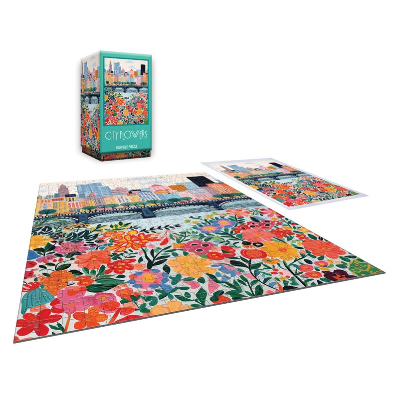 RoseArt - Vertical Visions - City Flowers - 500 Piece Jigsaw Puzzle - Stunning Cityscape and Floral Design Puzzle for Adults - Image 3