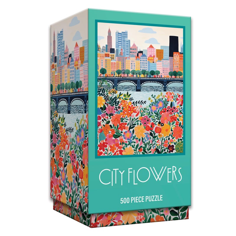 RoseArt - Vertical Visions - City Flowers - 500 Piece Jigsaw Puzzle - Stunning Cityscape and Floral Design Puzzle for Adults - Image 2