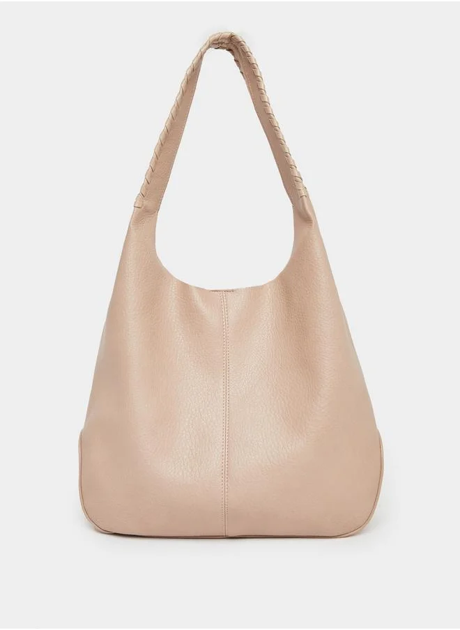 Styli Styli Solid Tote Bag with Zip Closure