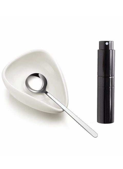 Coffee Bean tray and RDT Spray Bottle and Spoon 3-Piece Set, Coffee Bar Accessories, Ceramic Dosing Vessel, Single Dose Measuring Tray Kit, Coffee Lover Gift