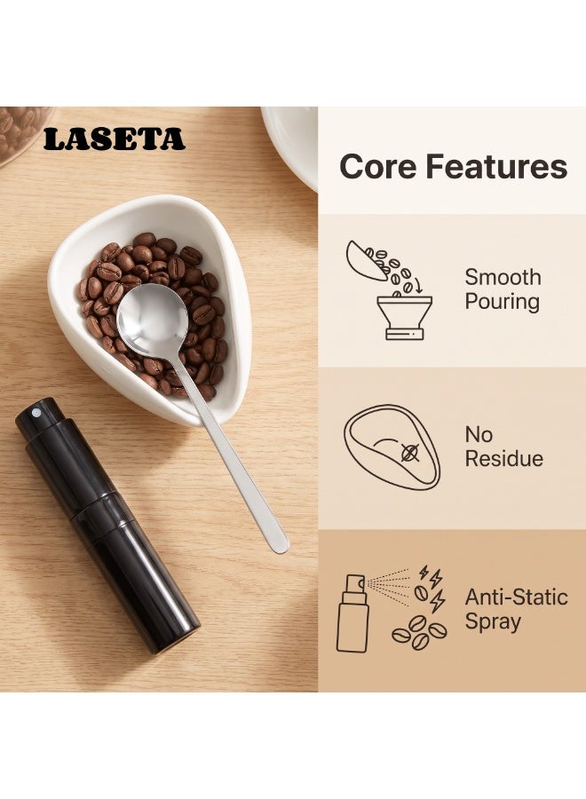 Laseta صينية حبوب القهوة وزجاجة رش وملعقة RDT طقم مكون من 3 قطع، ملحقات بار القهوة، وعاء جرعات من السيراميك، طقم صينية قياس جرعة واحدة، هدية لمحبي القهوة - Image 2