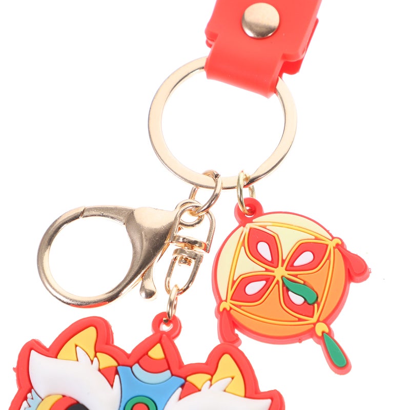 Chinese Style Keychain, Durable Silicone Cartoon Lion Shape, Perfect Bag and Key Decor - Image 4