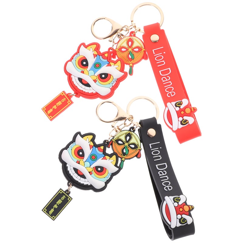 Chinese Style Keychain, Durable Silicone Cartoon Lion Shape, Perfect Bag and Key Decor - Image 1