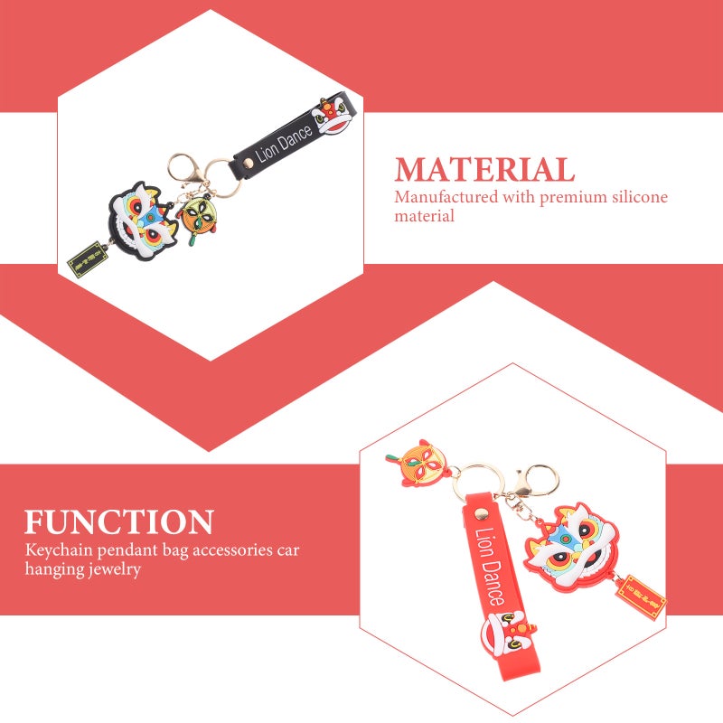 Chinese Style Keychain, Durable Silicone Cartoon Lion Shape, Perfect Bag and Key Decor - Image 3