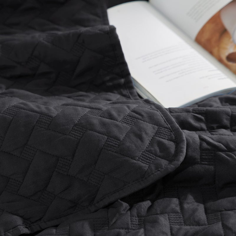 Bedsure Quilts Queen Size - Lightweight Bedspreads Queen Size with Basket Weave Pattern, Soft Quilt Bedding Set, Black Comforter Set Coverlet for All Seasons with 2 Pillow Shams (90" x 96") - Image 5
