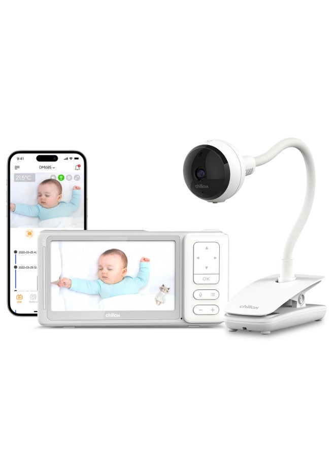 Chillax Giraffe Pro Max Dual-Mode Baby Monitor System, 5" Baby Monitor with 1080p HD 360° Pan View Camera, Mood Light Sleep Trainer, Wi-Fi & App Control, Long Range, Night Vision - Image 1