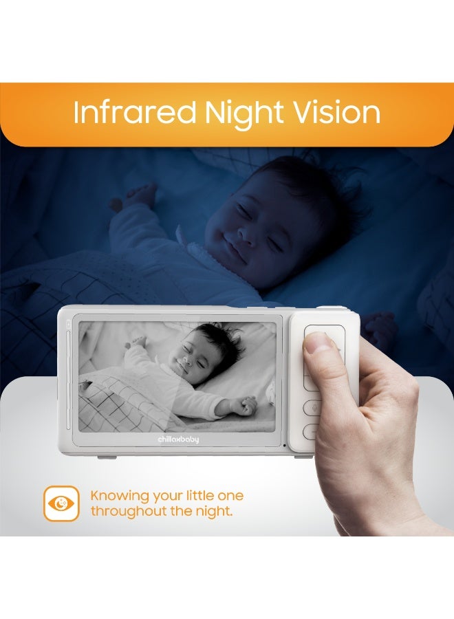 Chillax Giraffe Pro Max Dual-Mode Baby Monitor System, 5" Baby Monitor with 1080p HD 360° Pan View Camera, Mood Light Sleep Trainer, Wi-Fi & App Control, Long Range, Night Vision - Image 5