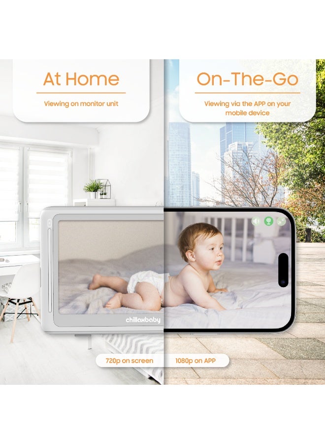 Chillax Giraffe Pro Max Dual-Mode Baby Monitor System, 5" Baby Monitor with 1080p HD 360° Pan View Camera, Mood Light Sleep Trainer, Wi-Fi & App Control, Long Range, Night Vision - Image 4