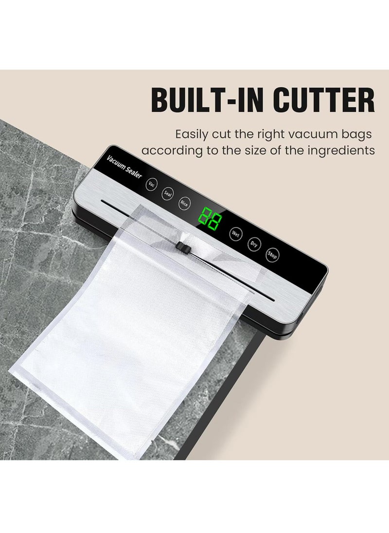 Joshberg Vacuum Sealer Machine,8 in 1 Food Saver Vacuum Sealer Machine with Cutter,Compact Air Sealing System LED Indicator, Dry&Moist Food Modes  - Image 3
