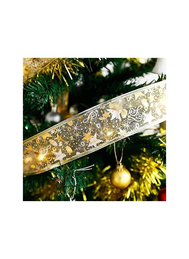 The Bros Christmas Ribbon Lights 16ft 50 LED Lights Copper Wire Ribbon Bows String Lights for Weddings Holiday Party Christmas Tree Decorations (Gold)  - Image 5