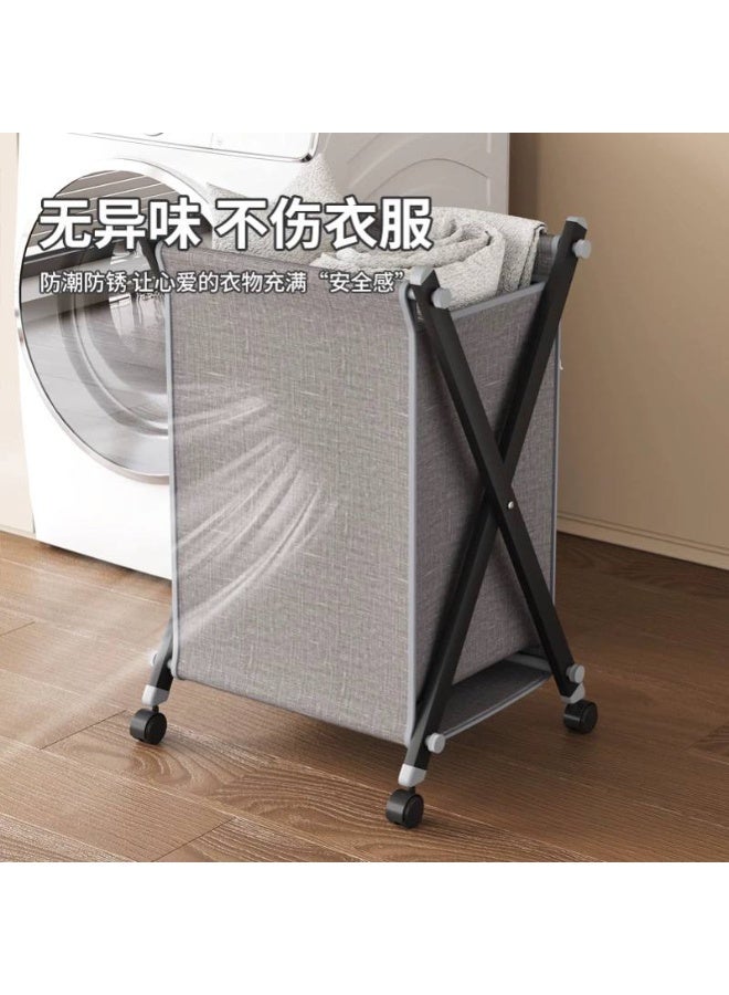 سبت غسيل قماش بقوائم معدن وعجل متحرك لسهولة النقل والتنظيم. - Image 3