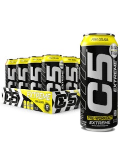 C5 Energy C5 Energy Drink Extreme Pina Colada -  Pre Workout , Sugar Free, Zero Calories, 200mg High Caffeine, Creatine - Beta Alanine - Citrulline Malate High-Performance Pre-Workout Booster Supplement Pack of 12  - Image 1