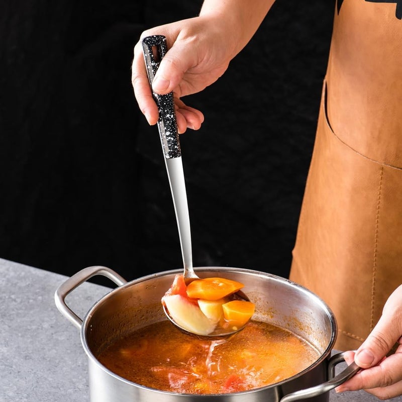 HAPPY KIT Stainless Steel Metal Serving Utensils - Set of Serving Spoons,Slotted Spoons, and Serving Tongs.serving fork,cake server - Image 3