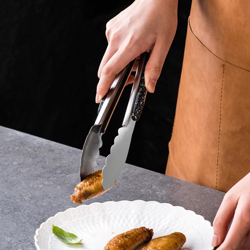 HAPPY KIT Stainless Steel Metal Serving Utensils - Set of Serving Spoons,Slotted Spoons, and Serving Tongs.serving fork,cake server - Image 5