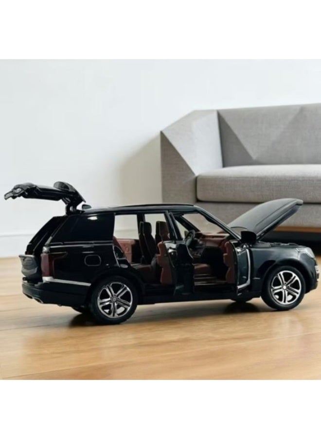مجسم سيارة رنج روفر Range Rover دييكاست معدني عالي الدقة مقياس 1:32 - أسود ملكي لامع بتفاصيل فضية وأبواب قابلة للفتح، هدية النجاح والوقار للمدراء والآباء، قطعة ديكور مكتبي فاخرة وأداة تصوير إعلاني احترافية - Image 3