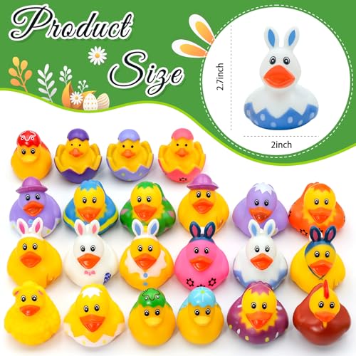 Diteryy 30 Pack Easter Rubber Ducks23 Inch Bulk Floater Ducks for Ducking Assortment Rubber Duckies for Kids Baby Bath ToysBirthday Gifts Party Favors Summer Beach Pool Activity Toys - Image 5