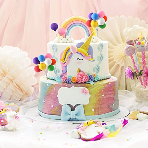 Sieral 40 Pcs Mini Balloon Cake Toppers Colorful Rainbow Cake Topper Round Clay Balls Cupcake Toppers for Birthday Baby Shower Wedding Party Decorations(Rainbow Color) - Image 5