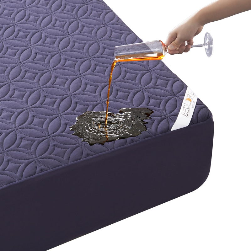 BEDLORE Waterproof Mattress Protector Queen Size Mattress Pad with Deep Pocket 618 Depth Soft DirtProof Double Bed Mattress Cover for Bedroom College Dorm Hotel Navy Blue