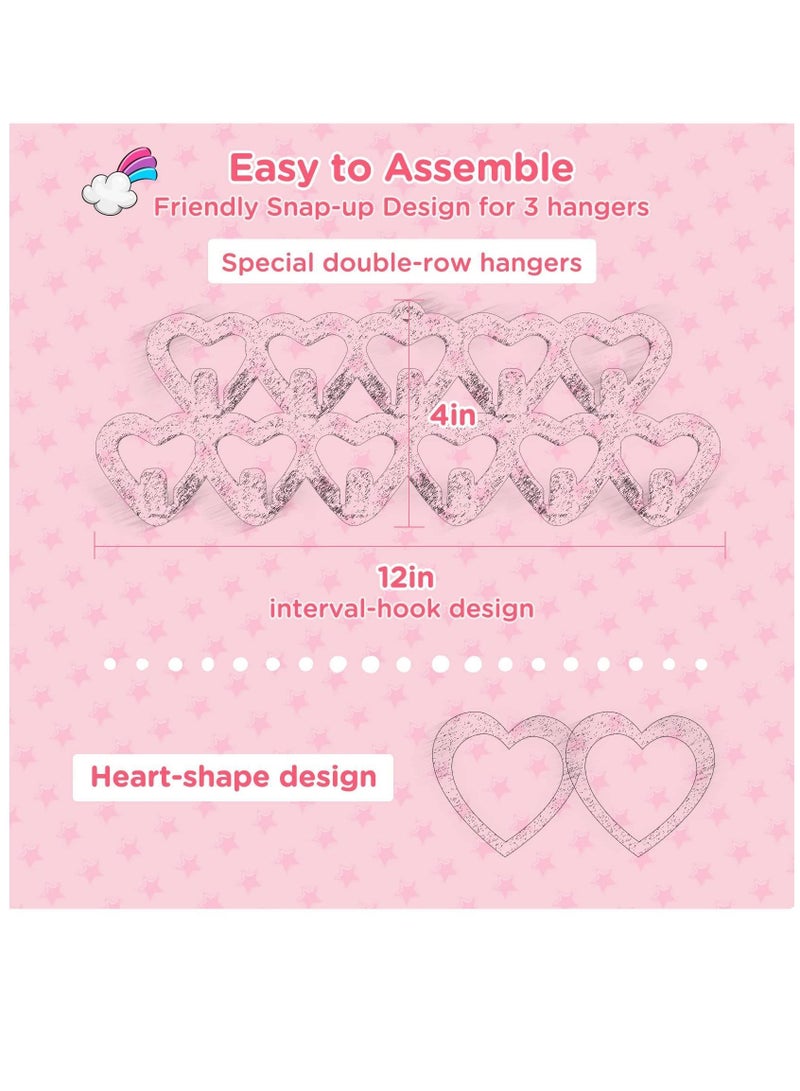 Loquat Headband Holder for Baby Girls, Organizer Bow w/Heart-Shape Velvet Hangers, Door,Closet,Wall, Light Pink - Image 5