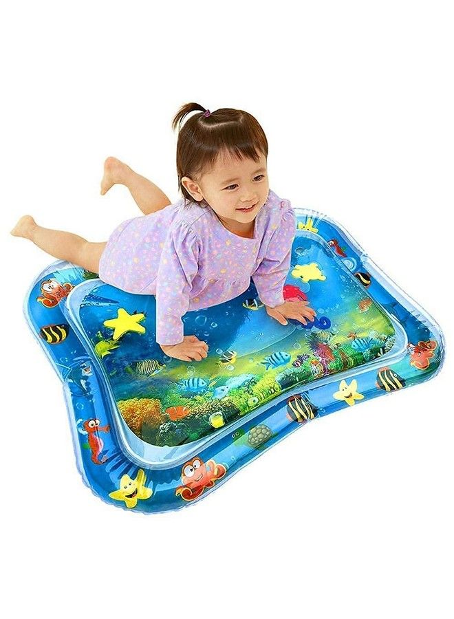 plutofit حصيرة لعب مائية للأطفال الرضع قابلة للنفخ لوقت البطن، حصيرة لعب مائية مضادة للتسرب، مركز نشاط ممتع للعب المائي الداخلي والخارجي للأطفال الرضع - Image 4