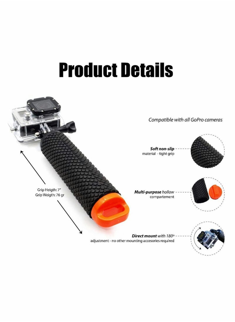 Excefore - Floating Hand Grip for Hero 10/9/8/7/6/5/4/3/3+/2/1/Session Black Silver, Camera Handler & Handle Mount Accessories Kit - Image 1