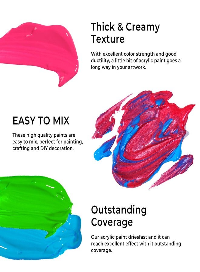 ARTME مجموعة ألوان أكريليك من Artme، 60 لونًا في زجاجات سعة 60 مل، غير سامة، مقاومة للماء، ألوان أكريليك غنية بالأصباغ للفنانين والطلاب والمبتدئين، للرسم على الصخور والقماش والخشب والطين والأقمشة والحرف الخزفية. - Image 3