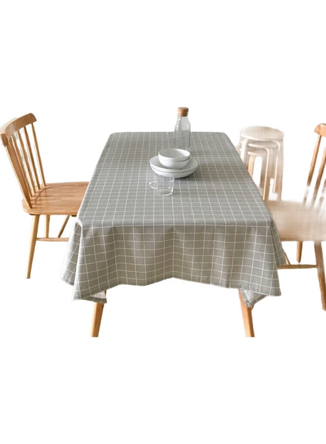 Avivi Aiwei Tablecloth Fabric, Waterproof Cotton Linen Tablecloth, Coffee Table Mat, Table Cover, Rectangular Desk Mat, 140*180, Gray Plaid - Image 1