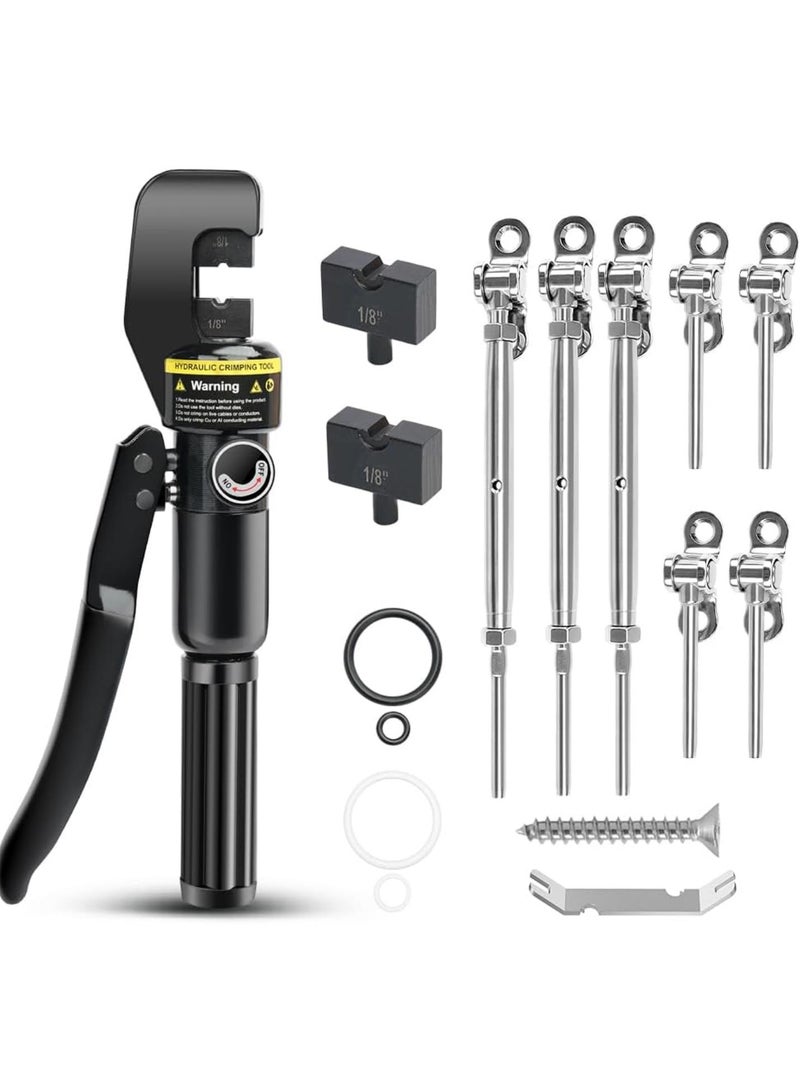GGOOT 20 Pairs Cable Railing Hardware & Hydraulic Crimping Tool with 1Pair 1/8" Dies for 1/8 Deck Cable Railing Kit  - Image 1