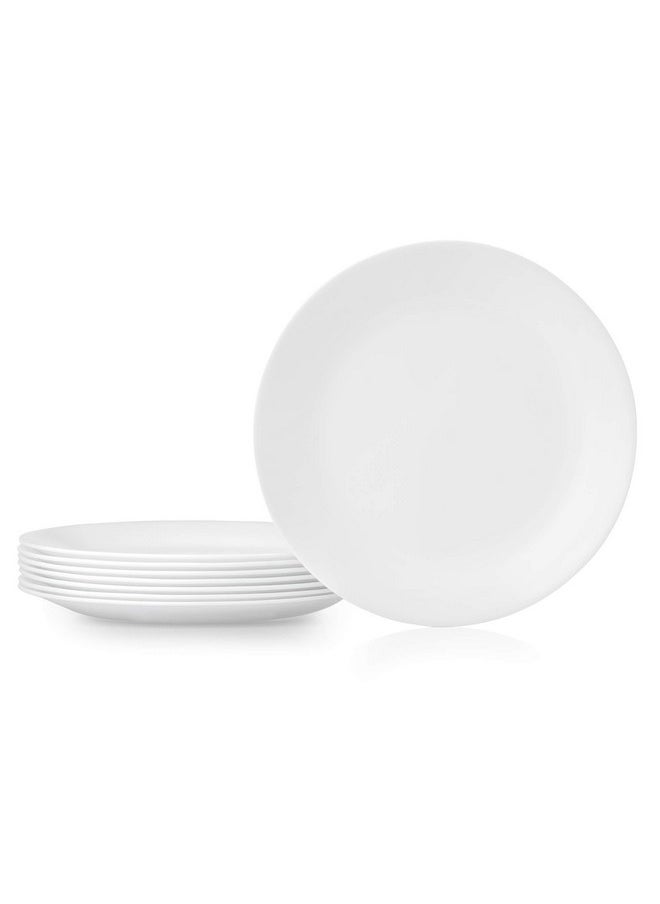 Corelle Corelle Vitrelle 8-Piece Dinner Plates Set, Triple Layer Glass and Chip Resistant, Lightweight Round Plates, Winter Frost White  - Image 1