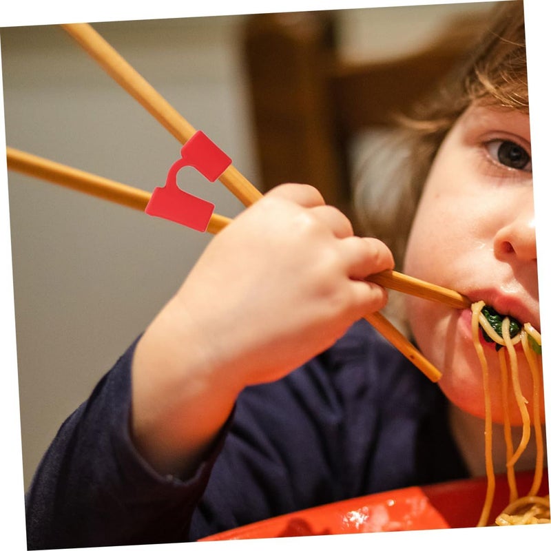Red Plastic Chopstick Training Clamps Non Slip Helper for Kids Dishwasher Safe - Image 3