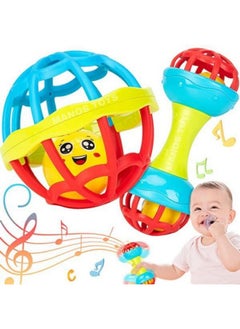 Manos Rattle Soft 2 in 1 Plastic Rubber Body Rolling Hand Bell Ball Baby Rattle Toy Rattle Bell Toy for Babies  - Image 2