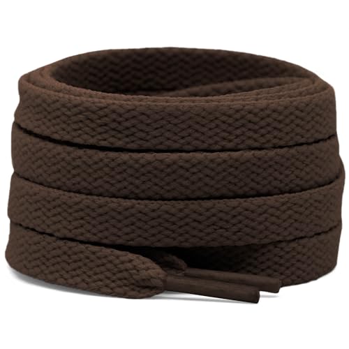 DELELE 2 Pair 55 inch Flat Shoe laces 5/16" Wide Shoelaces for Athletic Running Sneakers Shoes Boot Strings Brown - Image 1
