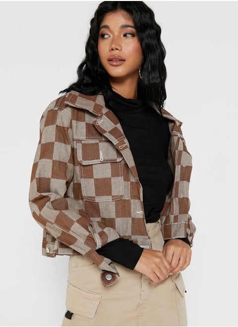 Checked Cropped Jacket