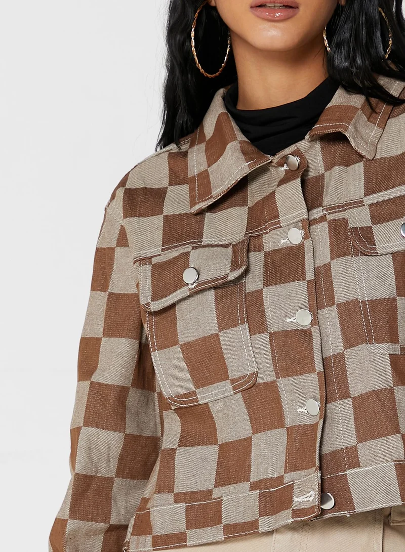 Ginger Checked Cropped Jacket