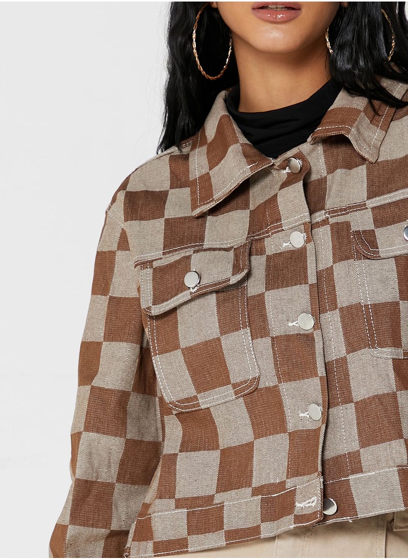 Ginger - Checked Cropped Jacket - Image 1