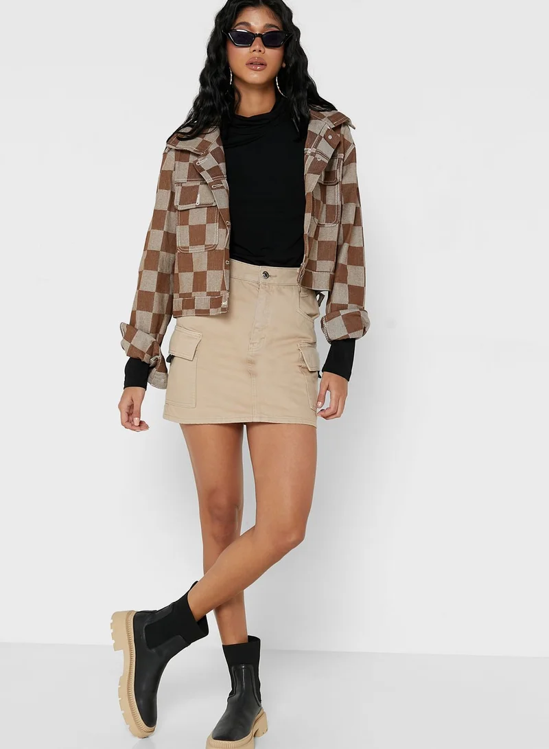 Ginger Checked Cropped Jacket