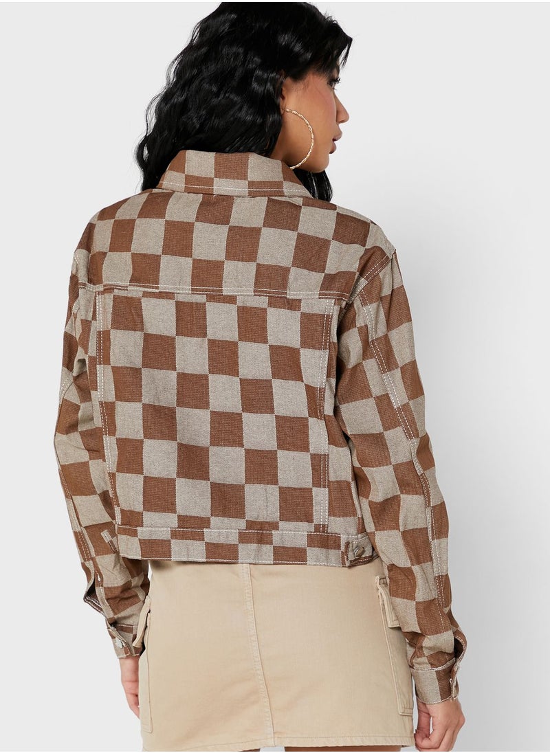 Ginger - Checked Cropped Jacket - Image 1