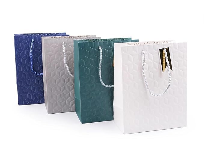 SHOPECOM Proffesional Bag Designer Gift Paper Bags for Return Gifts Carry Bags for Presents Weddings Birthday and Corporate Events Luxury Packaging and All Celebration Parties (Pack of 4) - Image 1