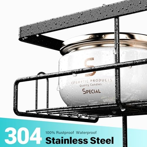 Aitatty Over the Door Shower Caddy Hanging: Black Rustproof Shower Organizer over the Door - No Drilling Bathroom Rack for Inside - Image 2