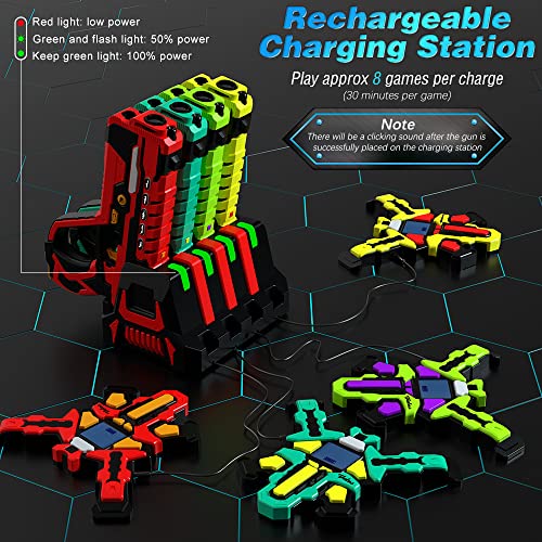VATOS Rechargeable Laser Tag Set of 424GHz Data SYNC Display LCDs Charging Station Laser Tag 4 Player with Vests Infrared Laser Guns Set Game for Kids Teen Adults Family Group Activity - Image 5